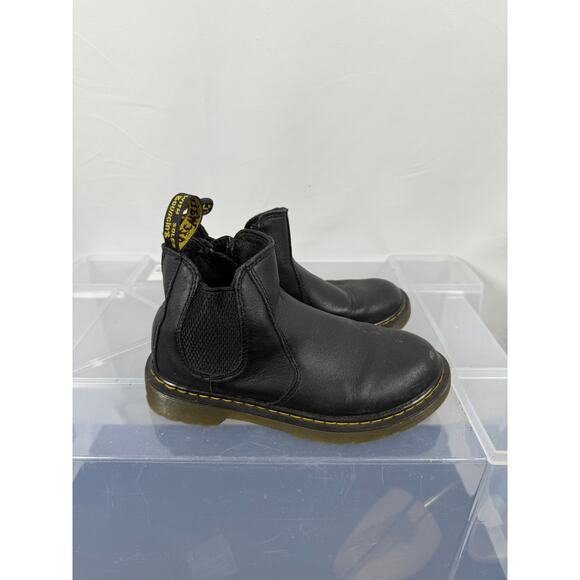 Dr. Martens 2976J Kids Chelsea Boot – Black Leather – Size 1 US Youth – Zip Side - Picture 2 of 5